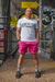 Pink Men's Training Shorts with White Heavy Rep Gear Logo on the side and 2 pockets