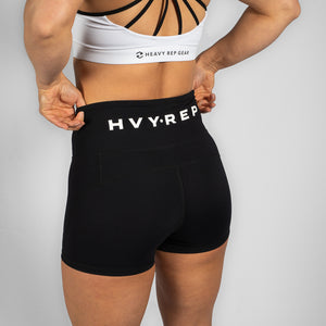Perfect Fit HVY REP Black / White Booty Shorts