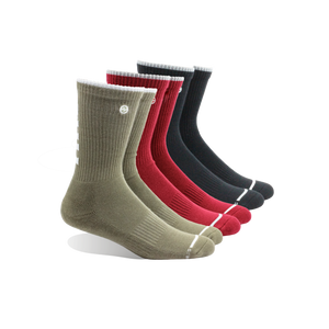 HRG Bali Red / Olive / Black 3 Pack Classic Crew Sock