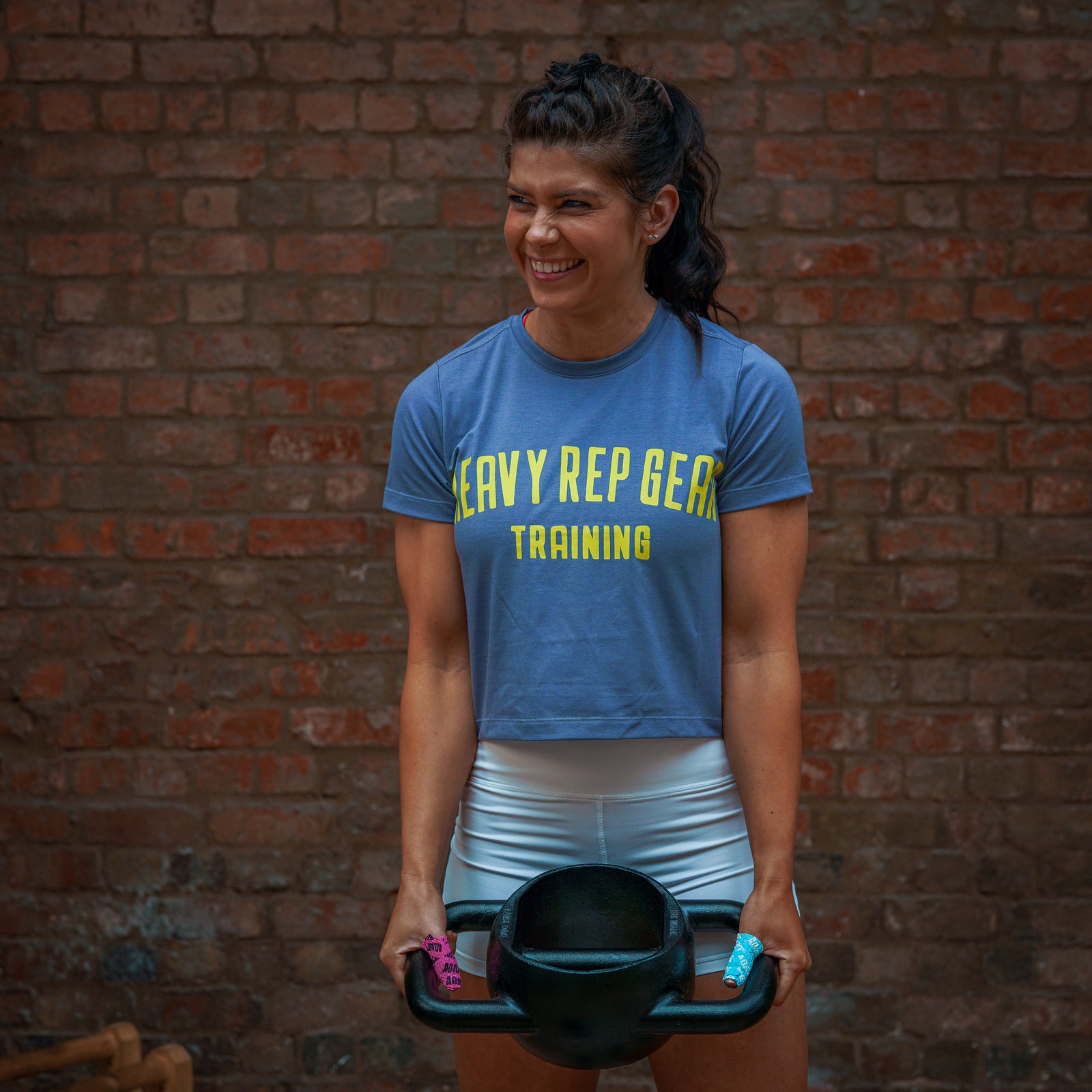 Training Boxy T-Shirt in Cadet Grey / Canary