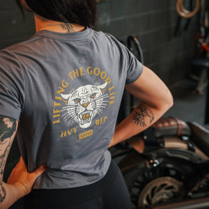 Lifting The Good Life Boxy T-Shirt in Cadet Grey