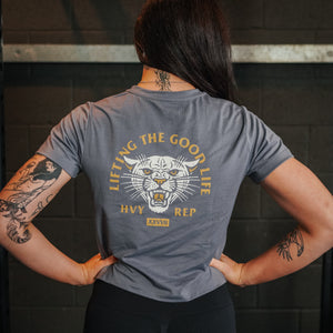 Lifting The Good Life Boxy T-Shirt in Cadet Grey