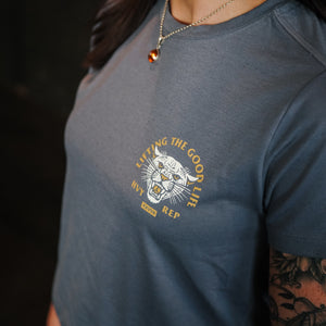 Lifting The Good Life Boxy T-Shirt in Cadet Grey