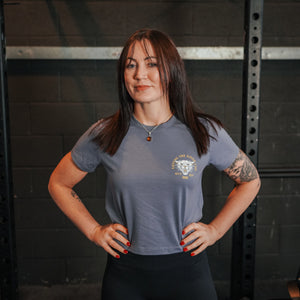 Lifting The Good Life Boxy T-Shirt in Cadet Grey