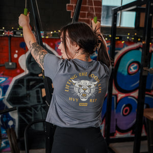 Lifting The Good Life Boxy T-Shirt in Cadet Grey