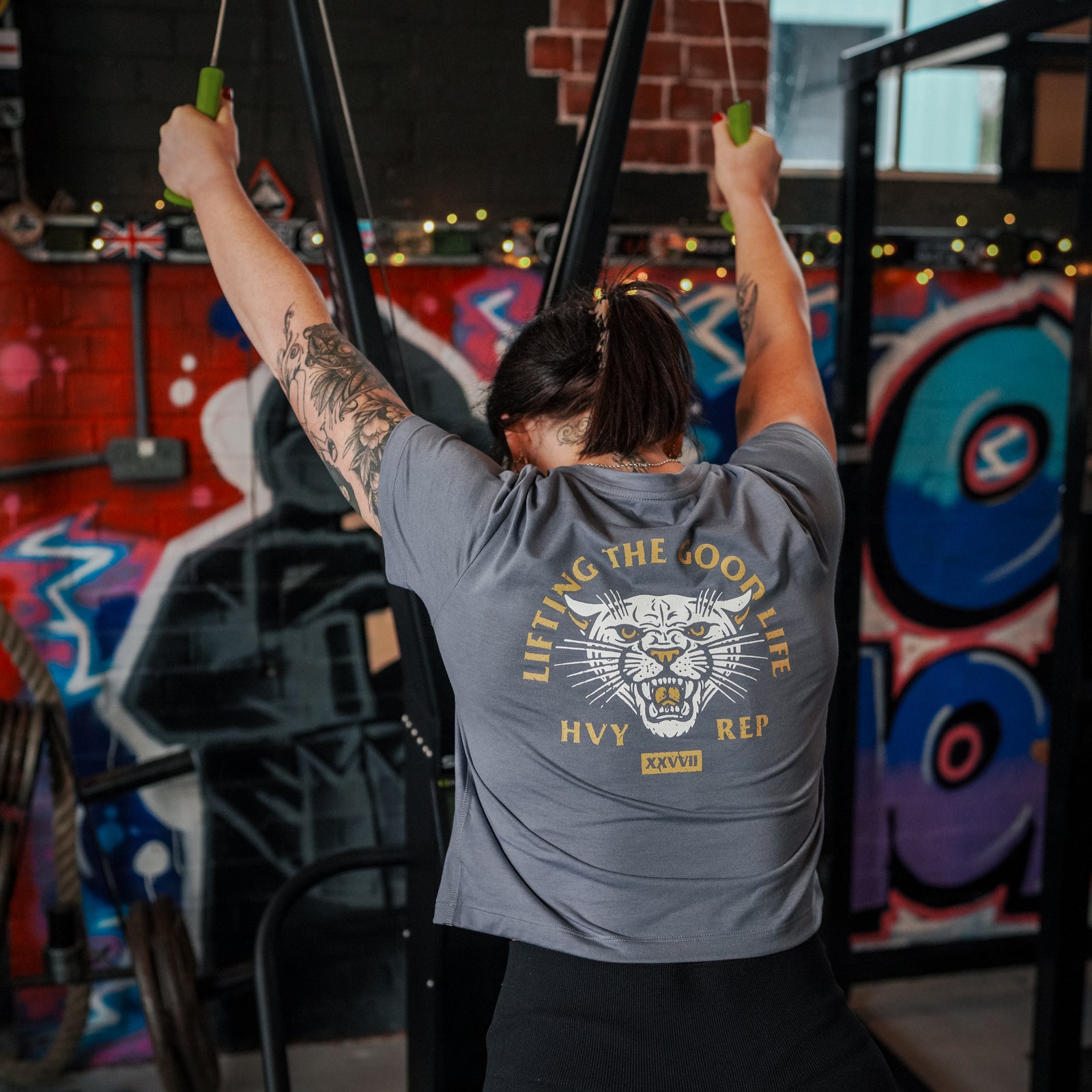 Lifting The Good Life Boxy T-Shirt in Cadet Grey