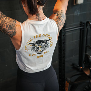 Lifting The Good Life Crop Muscle Tank in White