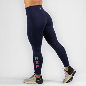 Nuluxe HVY REP Navy / Kiss Pink Leggings