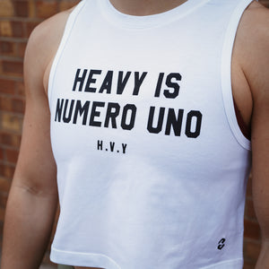 Numero Uno Crop Muscle Tank in White
