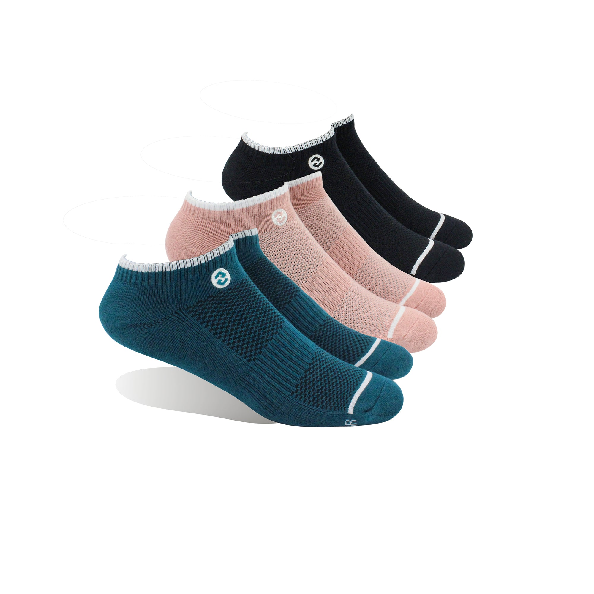 HRG Teal / Dusky Pink / Black 3 Pack Ankle Sock