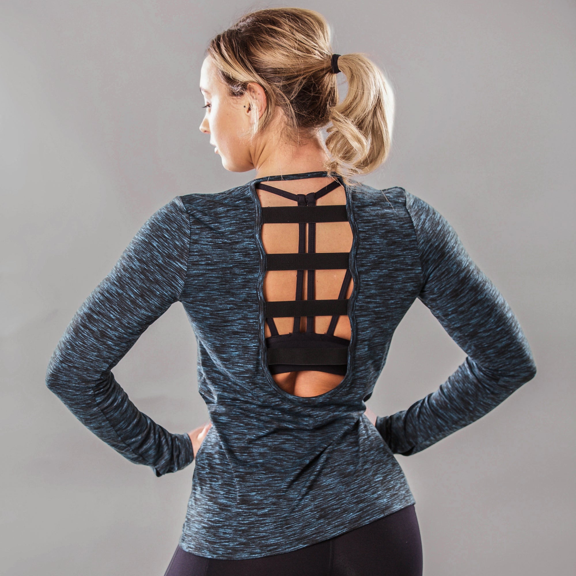 Solar Long Sleeve Top in Teal / Black